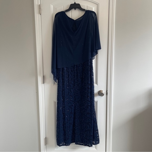 MARINA Asymmetrical Navy Blue Dress - Picture 4 of 8